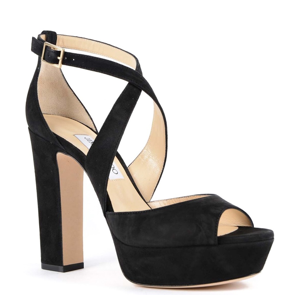 Jimmy Choo Black Suede Platform Heels 7.5 - Picture 12 of 12